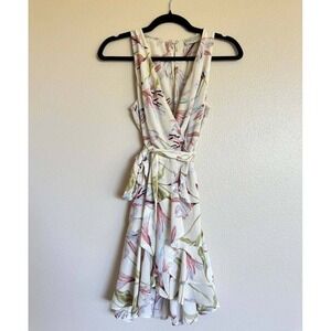 Dress Forum Ivory Watercolor Floral Wrap Mini Dress S Resortwear Boho Wedding